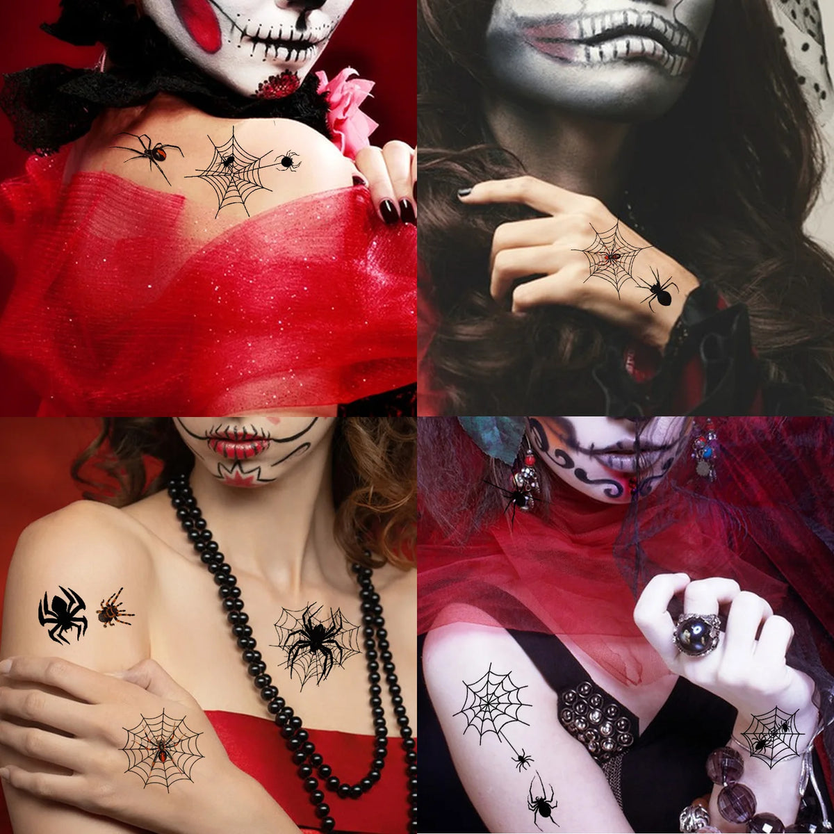 Halloween spider web Cartoon Tattoos Stickers Temporary Bloodstain Wound Costume Festival Celebration Make Up Arm Face Tattoo Quake
