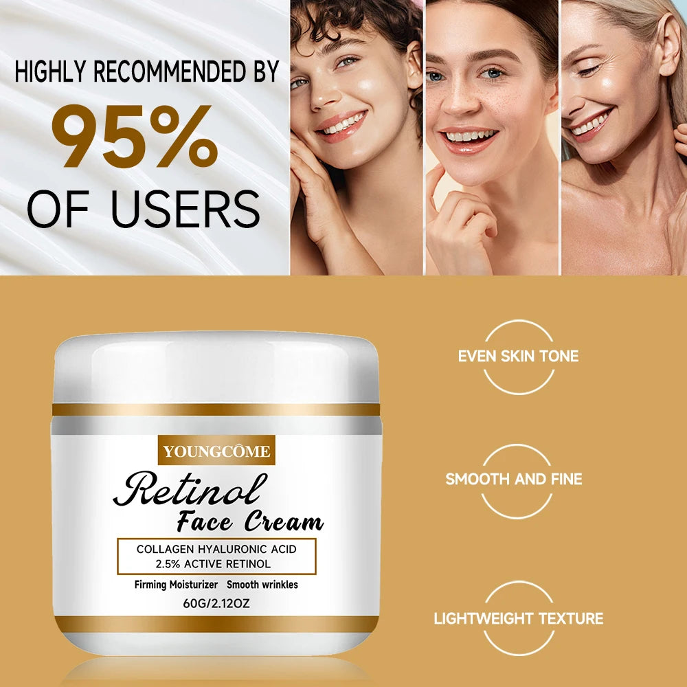 YOUNGCOME Retinol Collagen Face Cream Skincare Moisturizing Brightening Hydrating Smooth Wrinkles Firming Facial Face Skin Care Quake