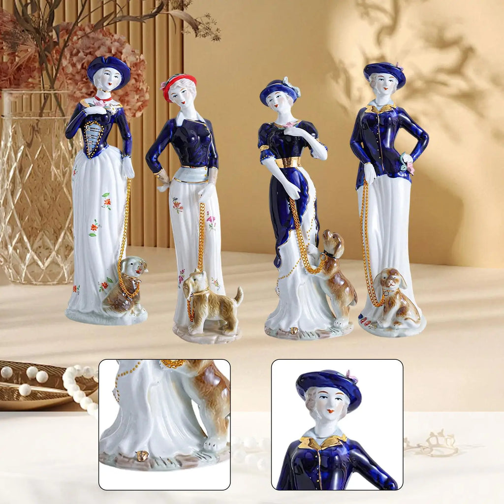 Girl Figurine Statue Porcelain Desktop Ornament Modern Decorative Sculpture for Home Decor Living Room Office Fireplace Quake