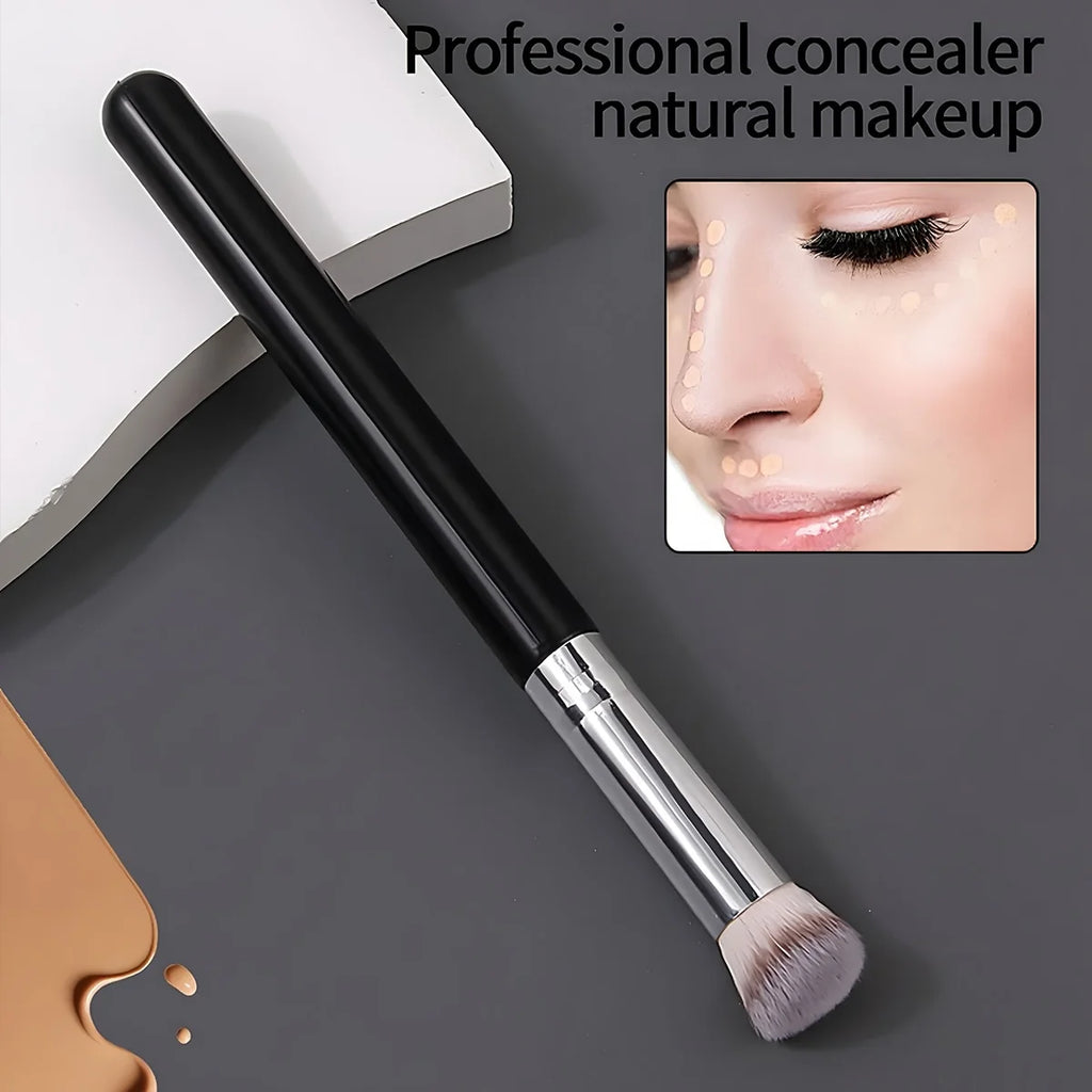 1pc Concealer Brush, Round Blush Brush, London Brush, Portable Facial Makeup Brush, Suitable for Beginners, Seamless Application Quake