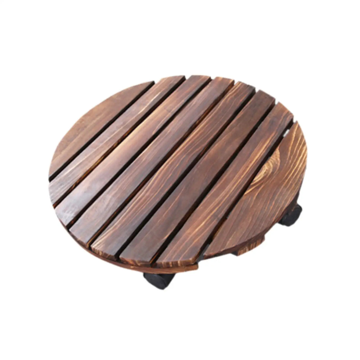 Wood Plant Caddy with Swiveling Casters Round Plant Roller Base Rolling Plant Stand for Living Room Indoor Outdoor Yard Garden Quake