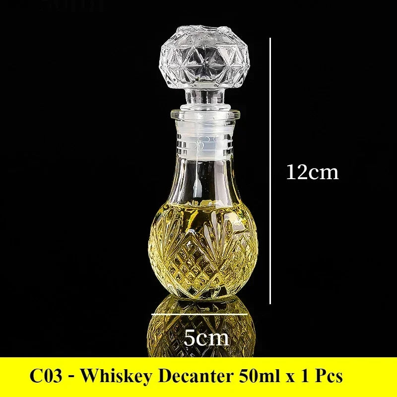 European Whiskey Transparent Glass Carved Small Bottle 50ml/100ml Mini Western Wine Bottle Sealed Red Wine Bottle Quake 50ml 3