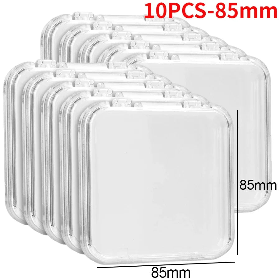 10/1PCS Transparent Acrylic Storage Box Portable Square Nail Container Jewelry Earring Rings Bracelet Badge Nail Packaging Case Quake 10PCS-85mm