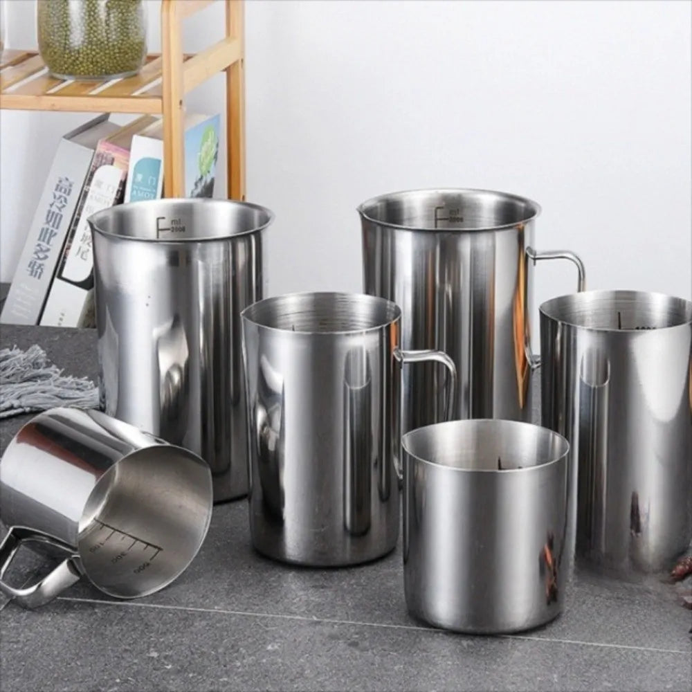 New Stainless Steel Laboratory Beaker Large Capacity 500ml Espresso Mugs Scale Graduation 1000ml Measuring Cups Kitchen Tool Quake