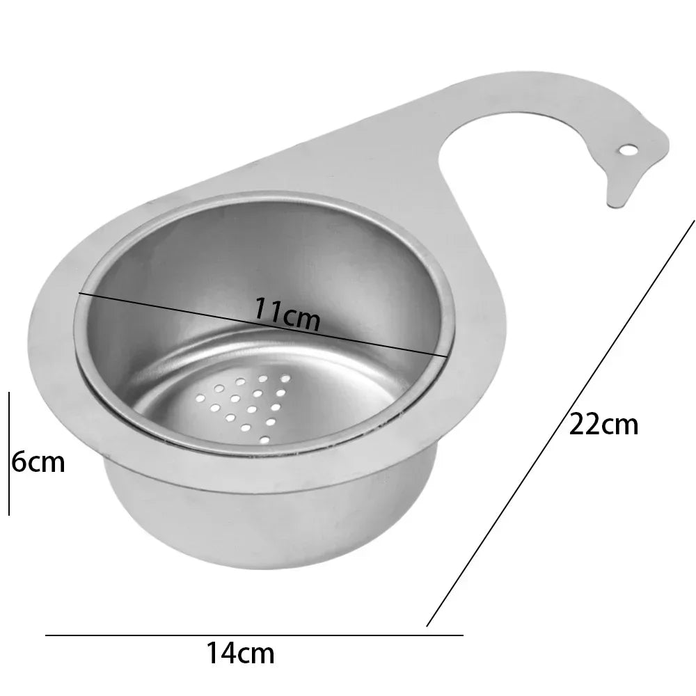 Kitchen Sink Strainer Basket Stainless Steel Swan Leftover Filter Removable Goosehead Storage Drain Basket Hanging Drainage Rack Quake Silver