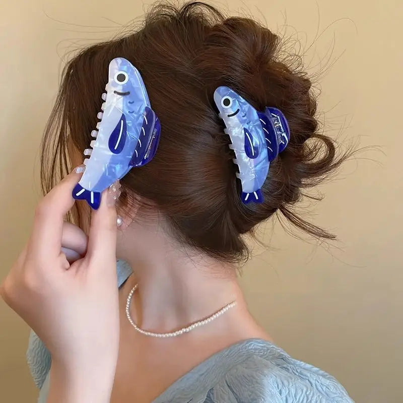 Creative Cute Sardine Grab Clip Women's Premium New Back Head Plate Hairpin Headgear High-end Shark Clip Quake