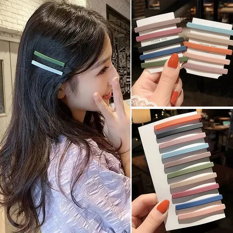 Simple Korean Fashion Hair Side Clip Women Girls Basic Bangs Fixed Hairpin Candy Color Matte Hair Styling Accessories Barrettes Quake