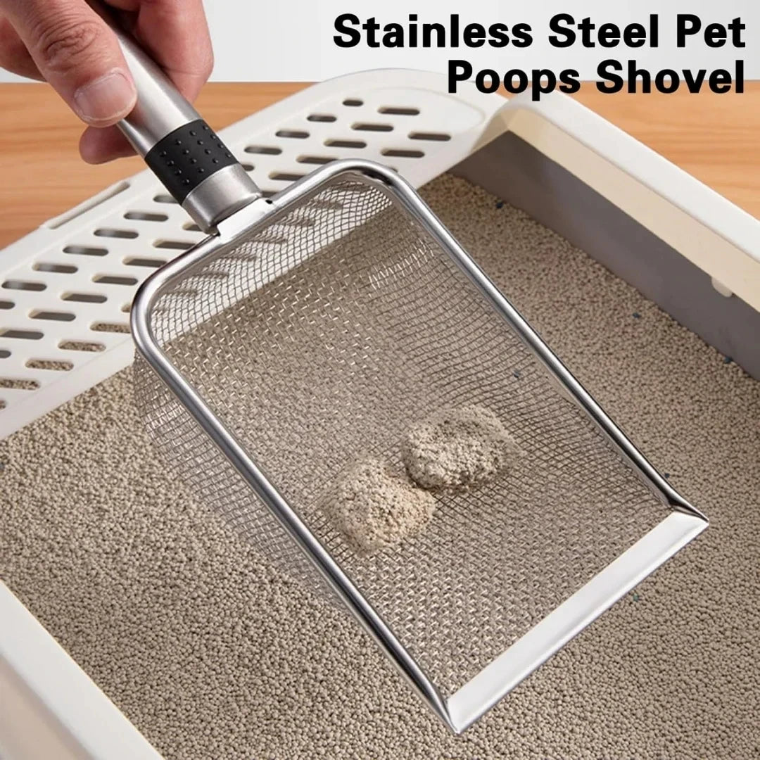 Stainless Steel Cat Litter Scoop – Durable, Easy Clean, Ergonomic Handle, Rust-Resistant, Ideal for Quick Waste Removal Quake