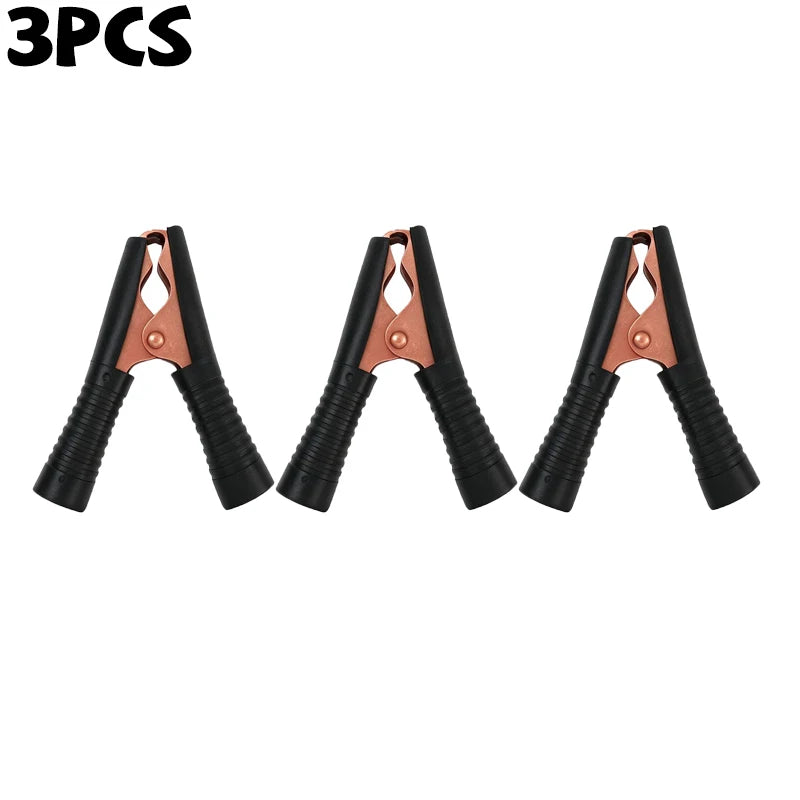 10/1PCS 100A Insulation Alligator Clips Black Red Set for Circuit Testing Multimeter Test Plug Adapter Cable Probes Connector Quake Black-3pcs