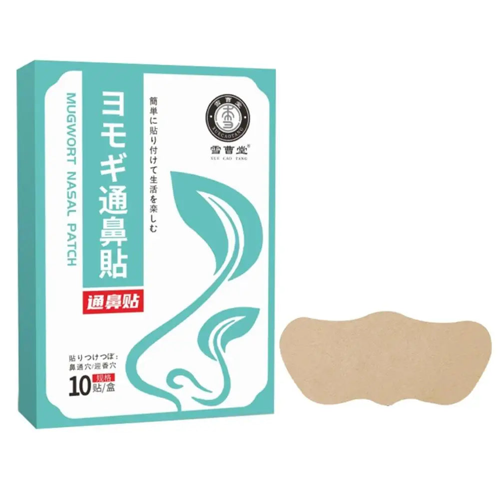 10pcs Nasal Congestion Relief Patch Moxibustion Wormwood Patch Herbal Nasal Care Sticker Nose Health Pad Wholesale Quake blue