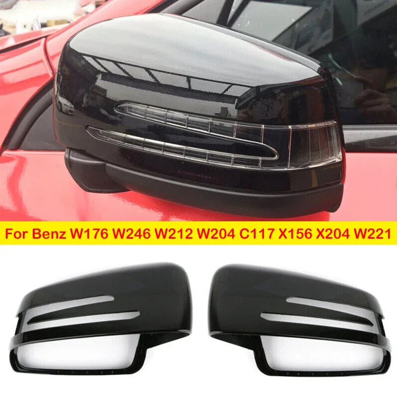 For Mercedes Benz W176 W246 W212 W204 C117 X156 X204 W221 Replacement Car Side Rearview Mirror Cover Wing Cap Trim Carbon Fiber Quake