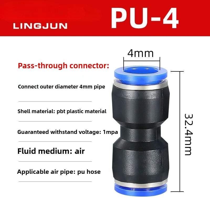 PU 5/10/20 PCS Quick Connect Air Hose Fitting - Universal Plastic Air Plug Connector for PU4/6/8/10/12mm Pipe Quake PU-4 20pcs