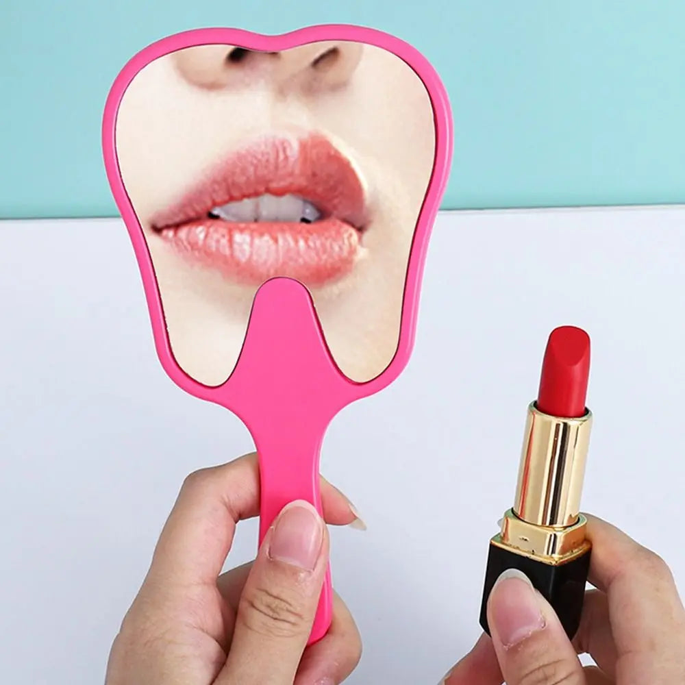 Practical Tooth Shaped Handheld Mirror PVC High Definition Makeup Mirror Dental Mirrors Gift Quake