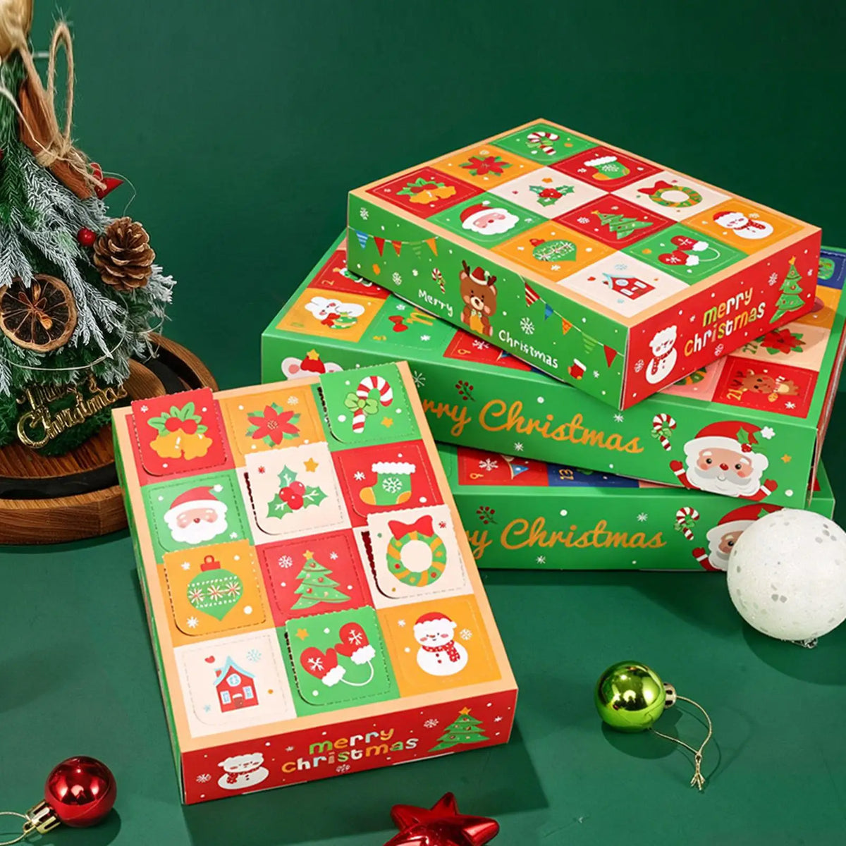 Empty Calendar Advent 5 Piece Christmas Countdown Decoration Boxes Empty Calendars Advent to Fill for Holiday Winter Family Kids Quake