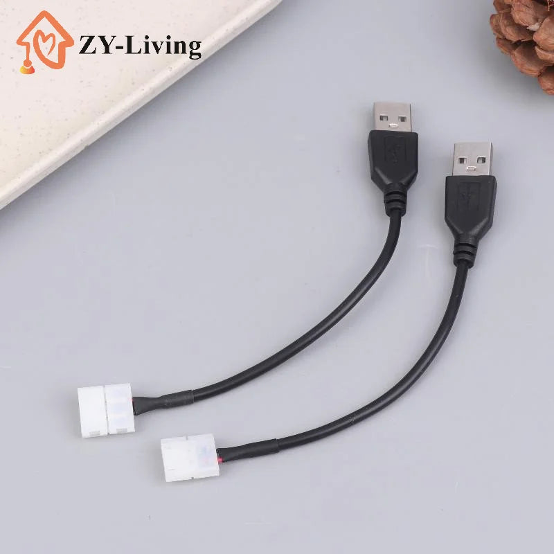 5/10Pcs USB Cable Connector To 2pin 8mm/10mm Free Welding LED Strip Connector LED Ribbon Strip Light Adaptor Quake