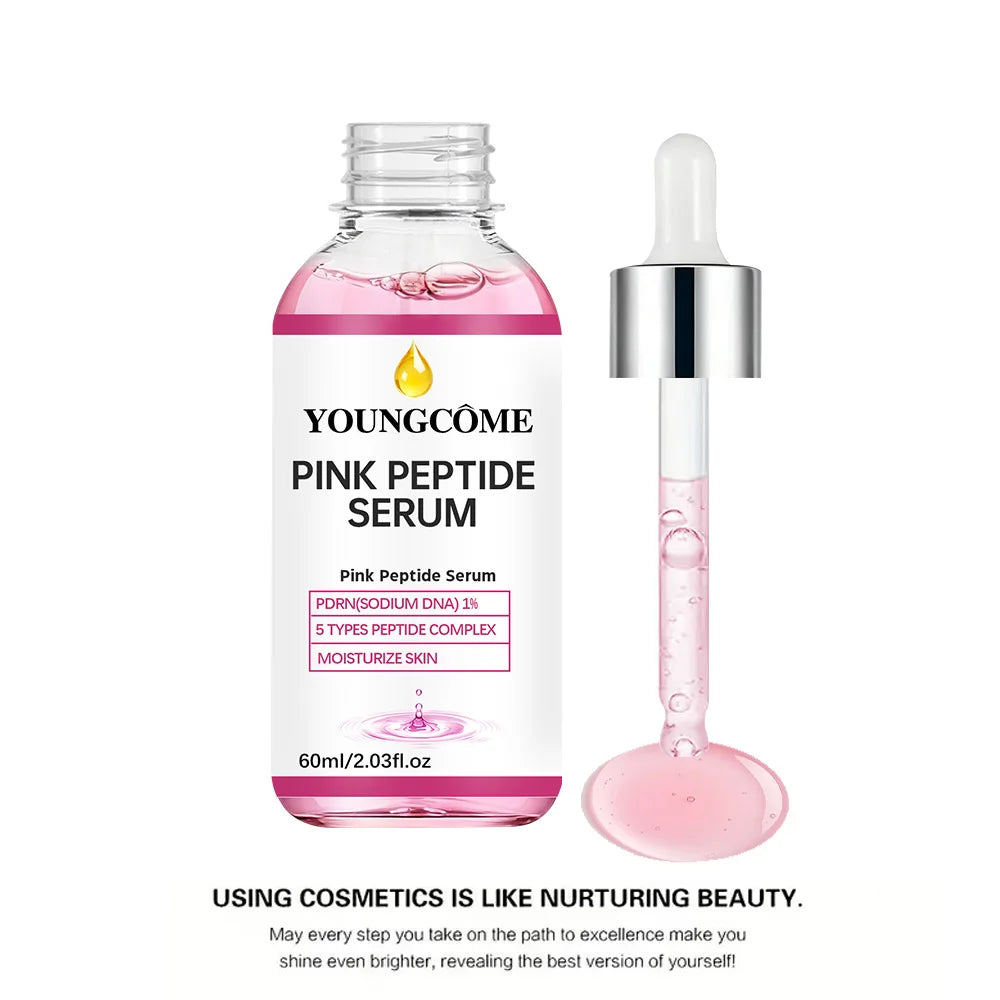 Pink Peptide Glow Facial Serum Dark Spot Care Even Skin Tone Enhance Elasticity Smoothing Firming Skincare Quake