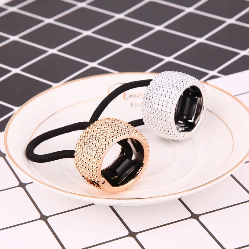 Women Vintage Ponytail Holder Buckle High Elastic Clip Hair Rope Fashion Simple Round Hair Ties Rings Headwear Hair Accessories Quake