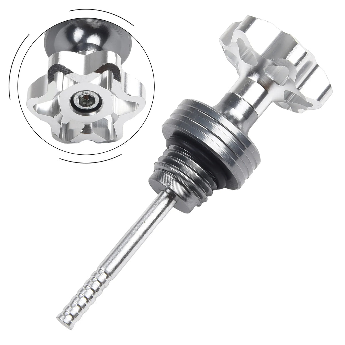 1pc Oil Dipstick Cap Plug For Scooter Motorcycle Engine Engine Crankcase Oil Level Gauge Universally Oil DipStick Filler Cap Quake Silver
