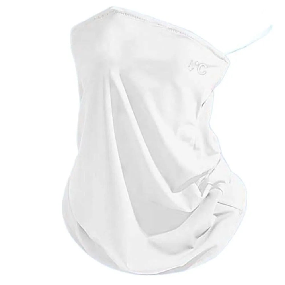New UPF50+ Ice Silk Mask Quick Drying Anti-UV Sun Protection Mask Breathable Polyester Sun Protection Scarf Cycling Quake White