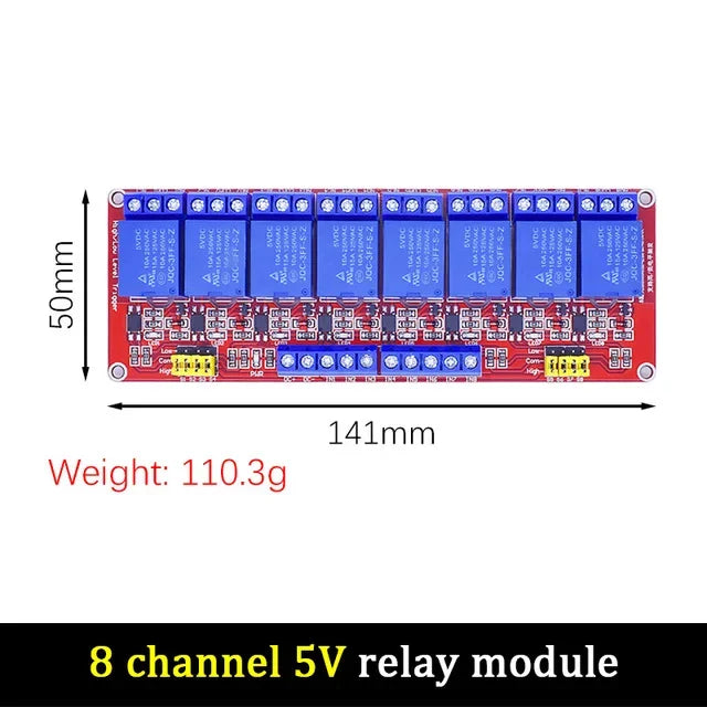 5V 12V 24V Relay Module Board 1 2 6 4 8 Channel Shield with Optocoupler Support High and Low Level Trigger for Arduino Quake 5V 8 Channel