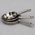 3pcs/Set 1:12 Dollhouse Miniature Frying Pan Casserole Metal Cookware Kitchen Model Decor Toy Doll House Accessories Quake Silver