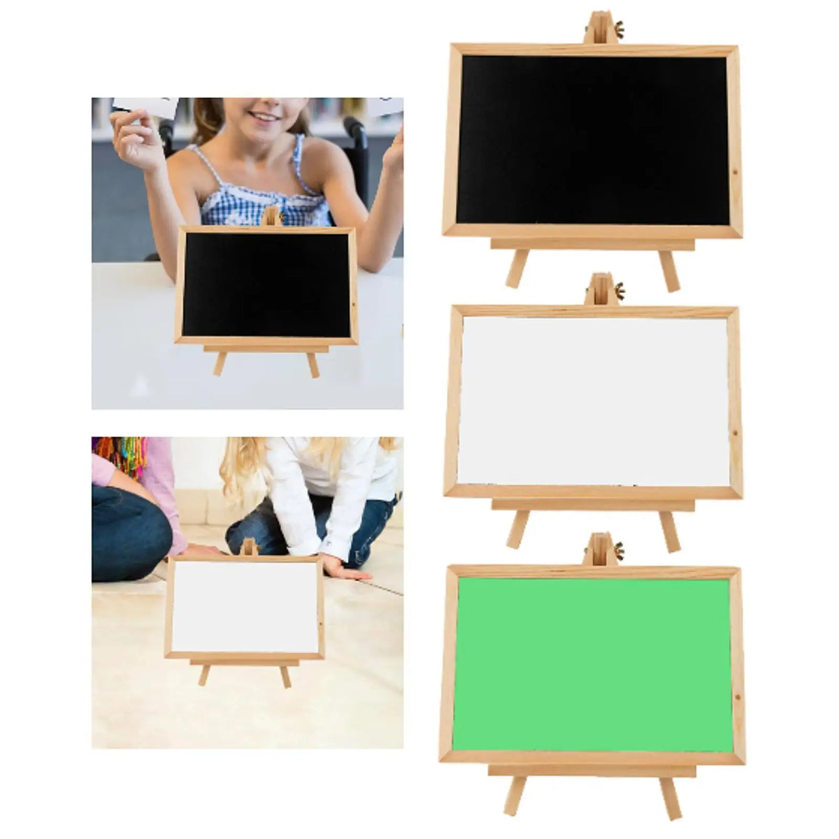 Wood Chalkboard Sign with Easel Stand for Coffee Shops Tabletop Menu Board Quake
