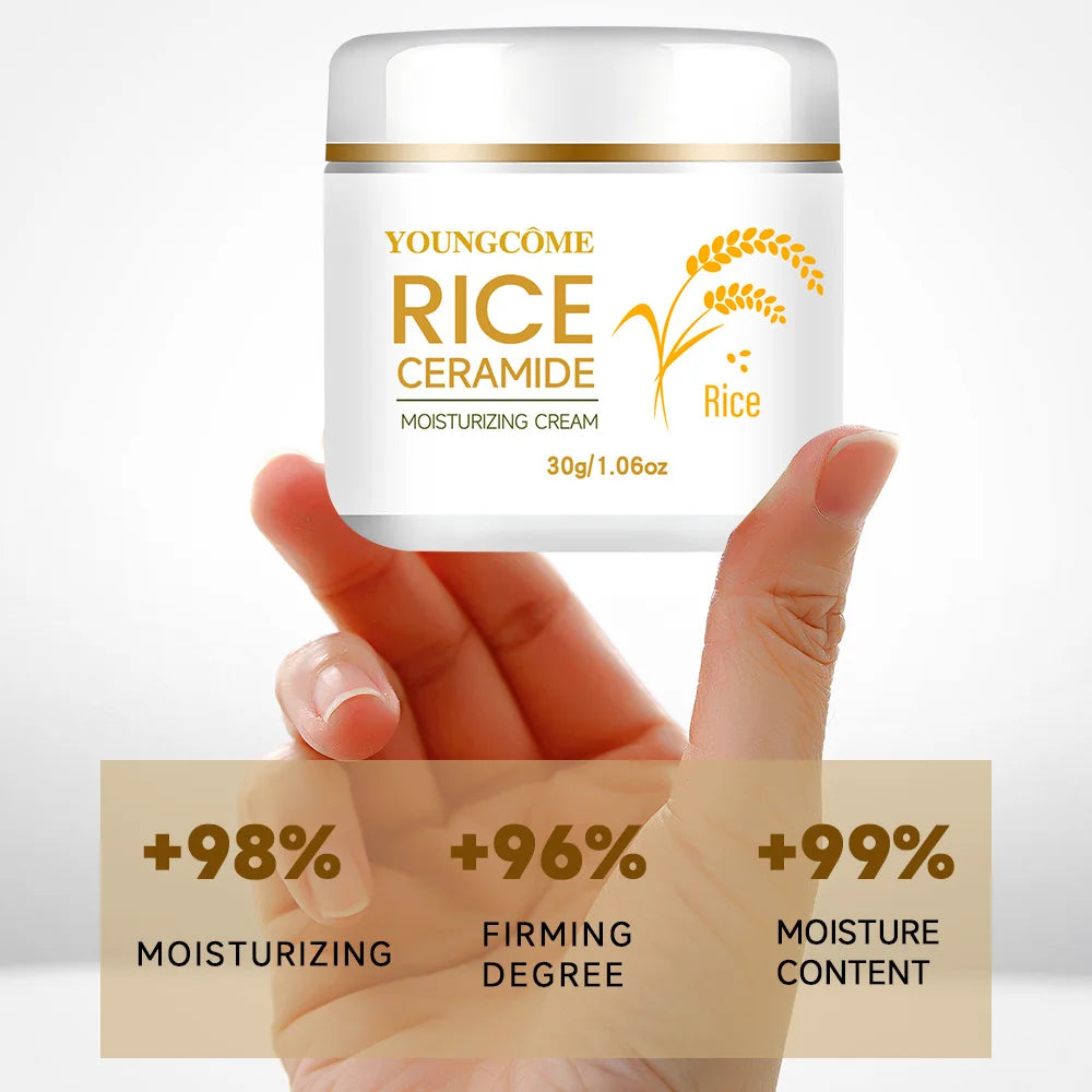 30/60g Rice Cream For Face White Rice Essence Brightening Moisturizing Cream Lightweight Moisturizer Face Cream Smooth Lines Quake