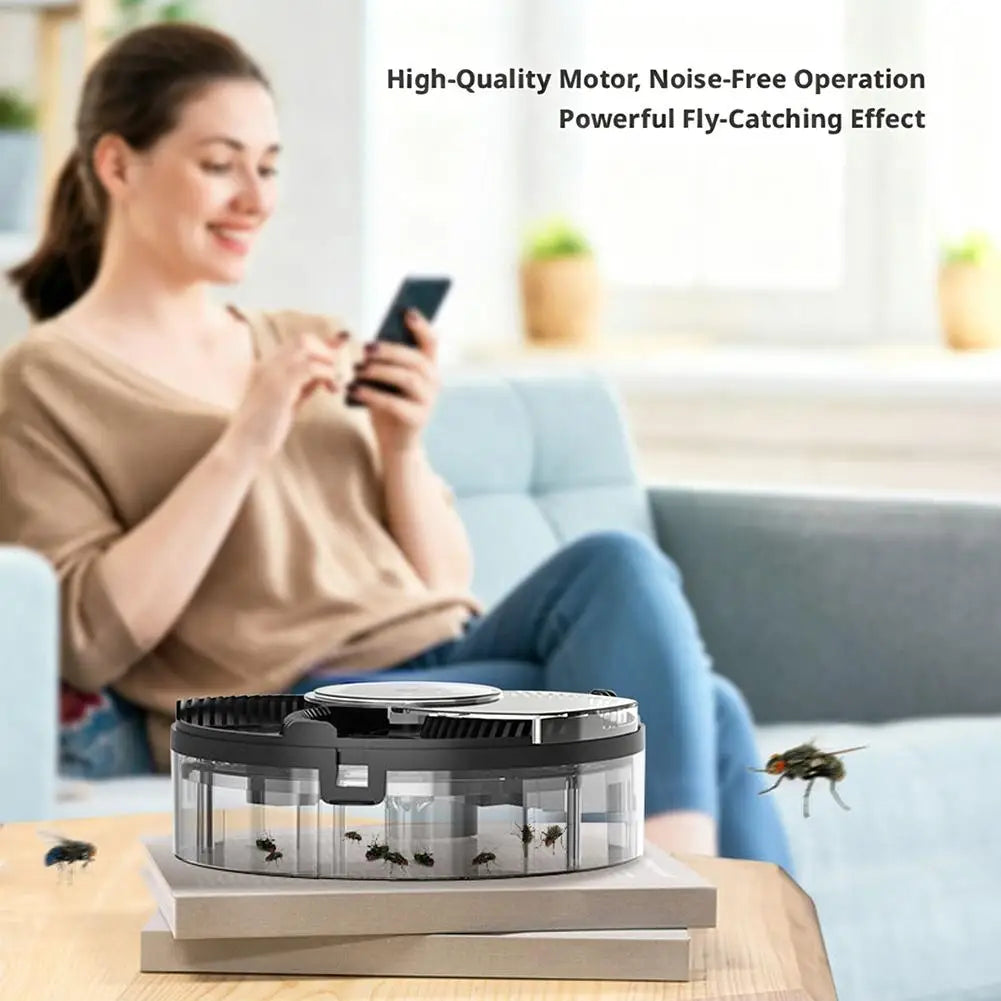 Portable USB Powered Fly Trap Catcher Low Noise Physical Insect Control Device with Removable Collection Box Quake