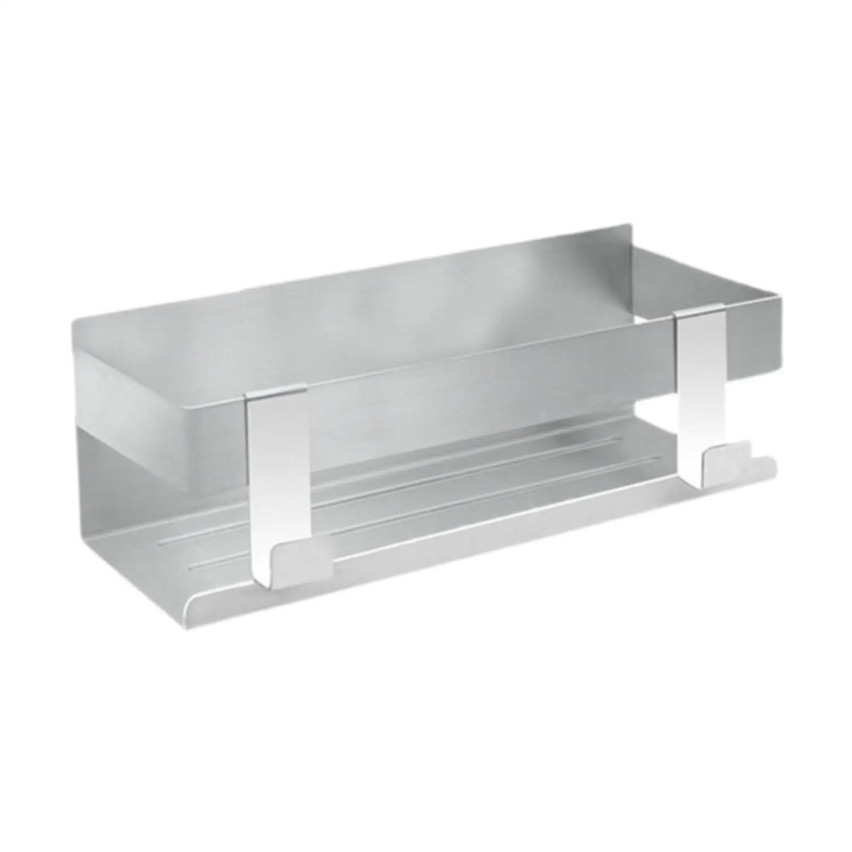 Bathroom Storage Rack with 2 Hooks Smooth Punch Free Rustproof Space Saving Multipurpose for Lavatory Bathroom Hotel Home Use Quake Small