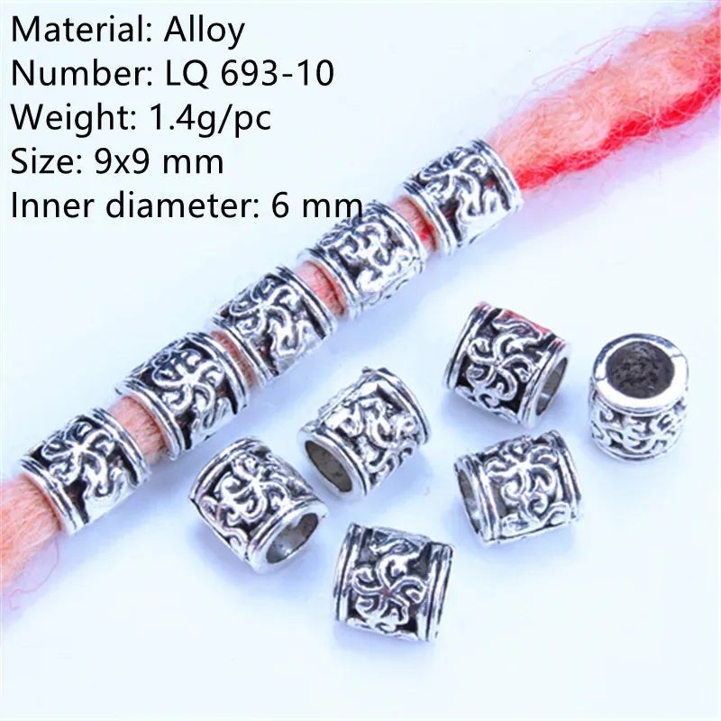 5-Piece Metal Dreadlock Hair Jewelry Braid Bead Accessories