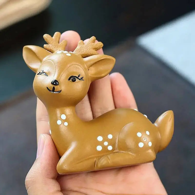 Zisha Tea Pet Plum Blossom Deer Figurine Sculpture Cartoon One Way Tea Play Quake