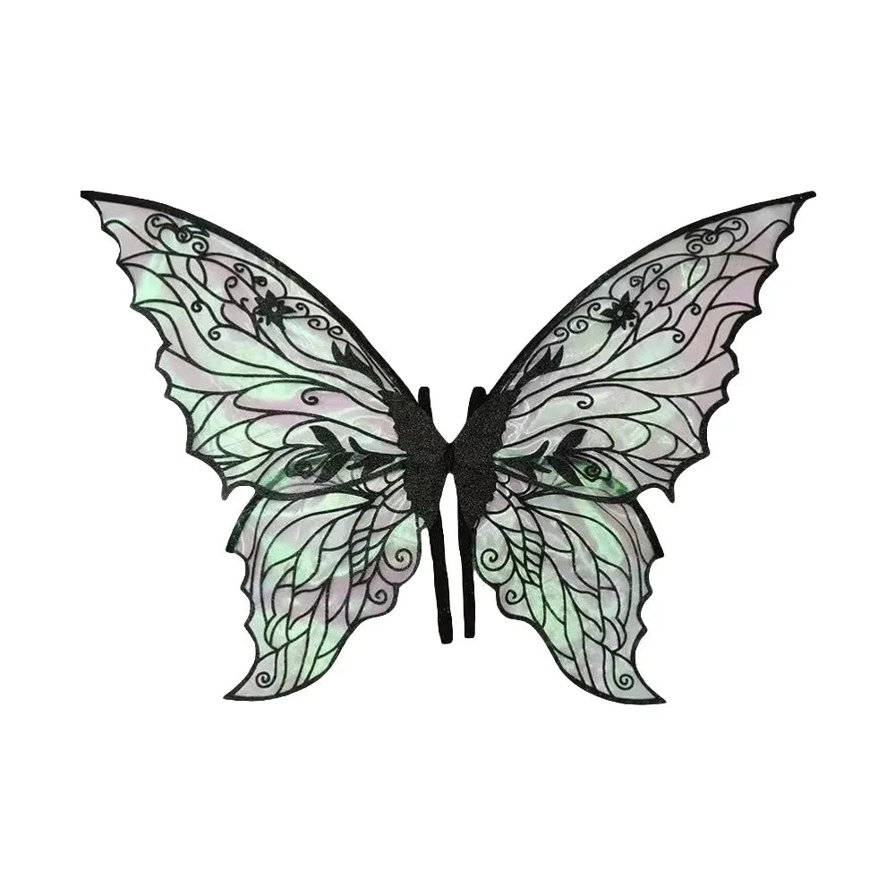 Cute Princess Angel Wing Fairy Wings Organza Dress UP Angel Wings Sparkling Cicada Wing for Women Girls Quake Black