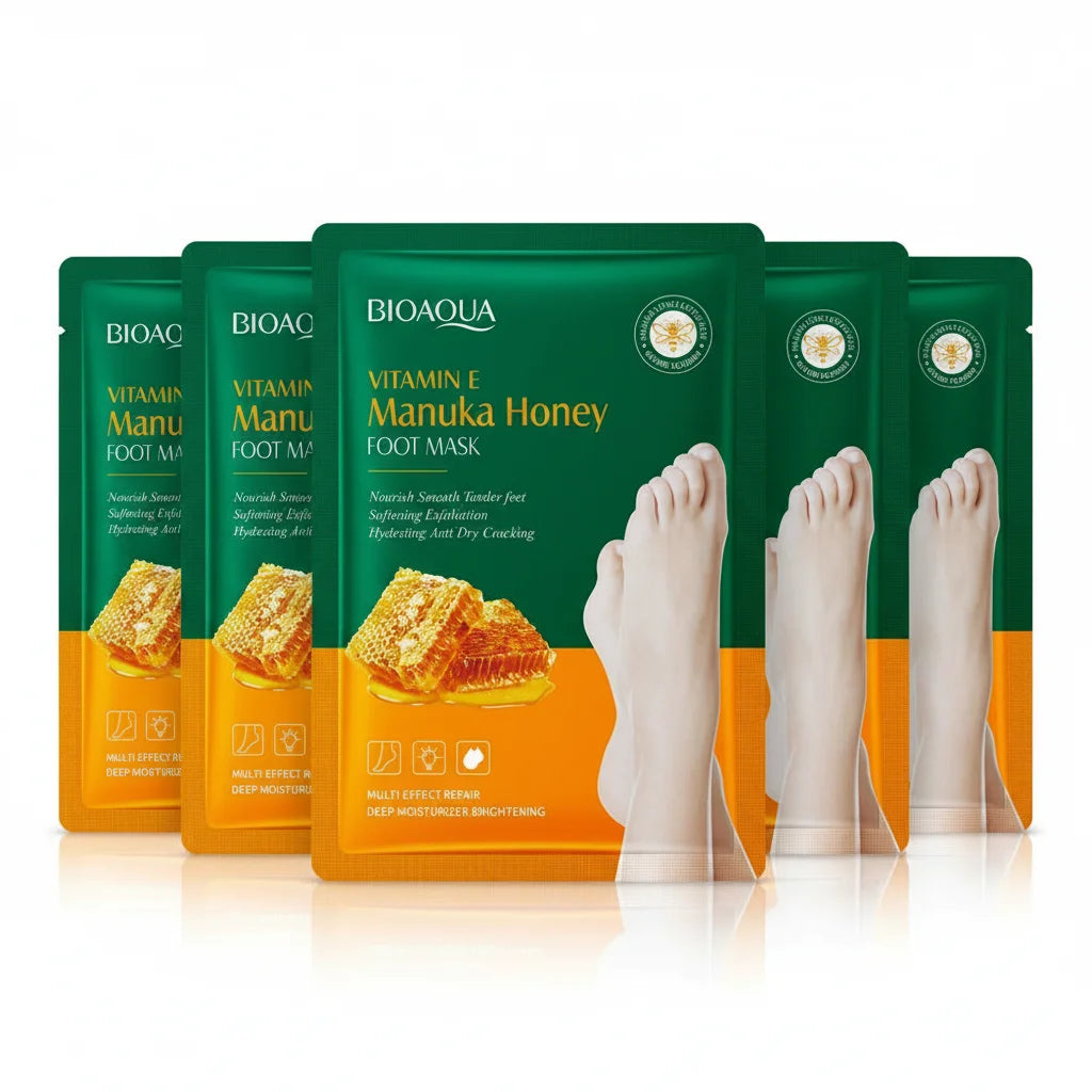 Vitamin E Foot Mask Manuka Honey Nourishing Long-lasting Moisturizing Hydrating Exfoliating Remove Dead Skin Foot Skin Care Quake 5 pairs