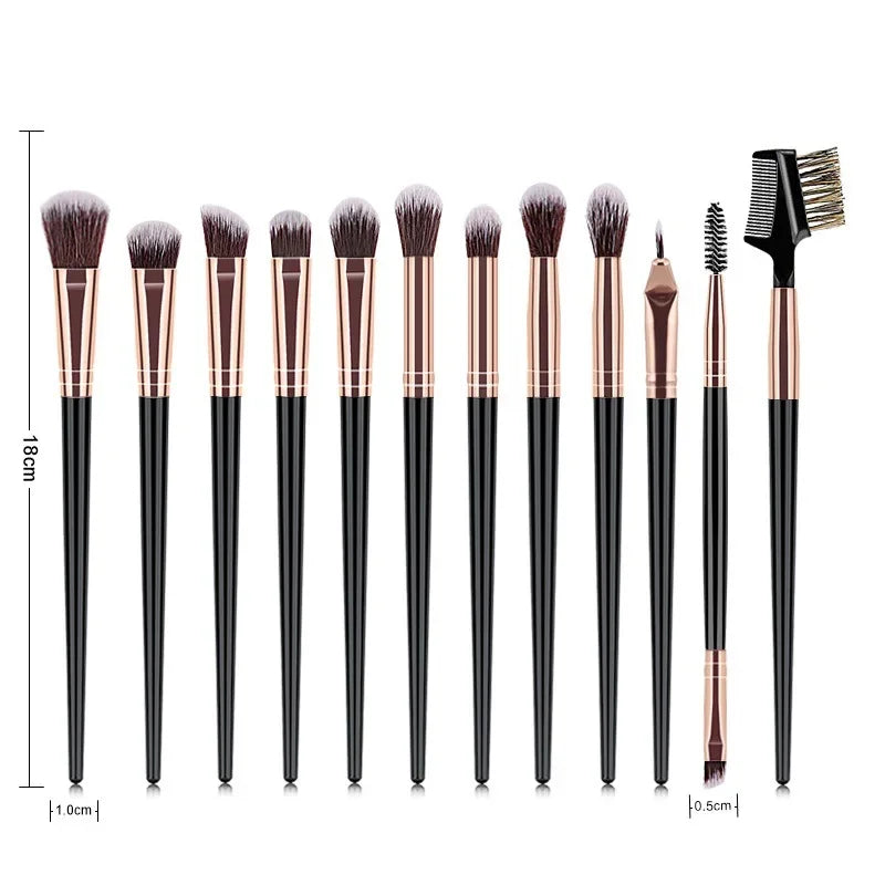 12Pcs/Set Multi-type Makeup Brushes Eye Shadow Eyeliner Eyebrow Eyelash Blending Mixing Make up Brush Portable Cosmetic Tool Quake