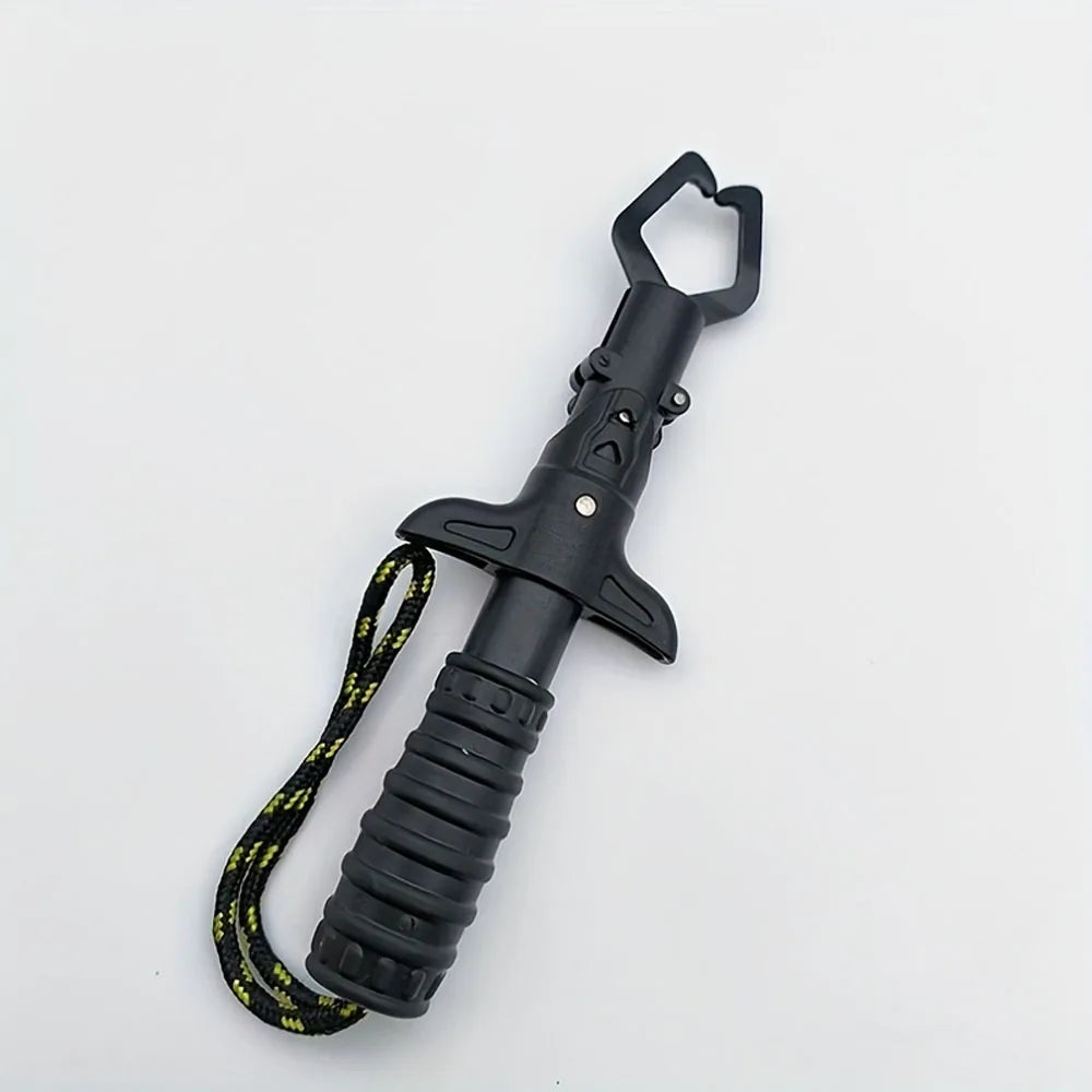 1pc Durable Stainless Steel Fish Lip Gripper - Compact Metal Fishing Pliers with Ergonomic Handle for Easy Catch & Release, Fish Quake Black1pc