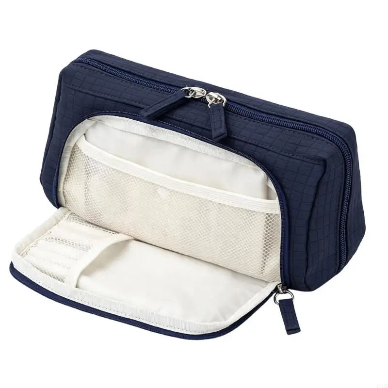 Multi Compartment Pencil Case with Visible Interior Pocket and Sectioned Storage for School, Office, Drawing, and K1KF Quake for Navy CN