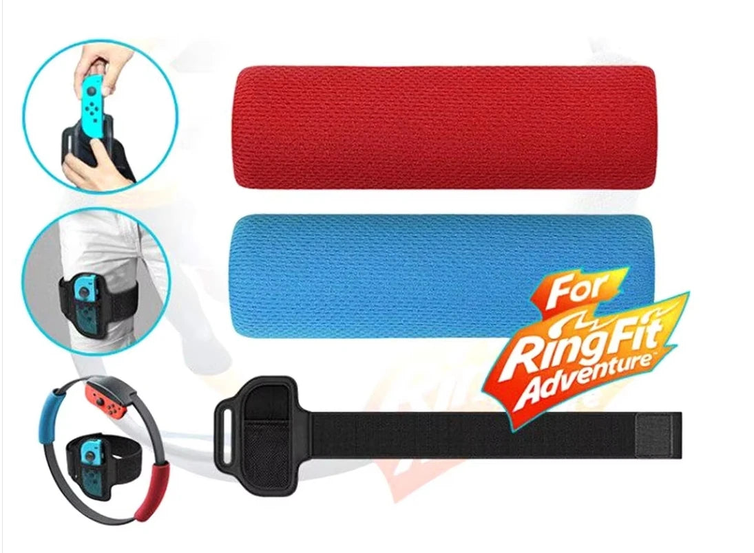 Ring-Con Grips and Leg Strap for Ring Fit Adventure Switch Game Quake Red