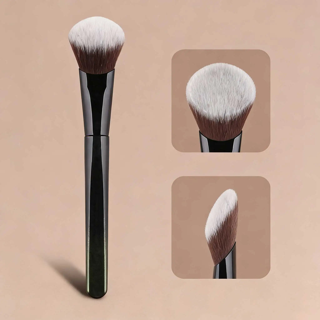 1pc Angled Blush Brush, Soft Fiber Hair, Natural Makeup Application, Suitable For Beginners Quake black