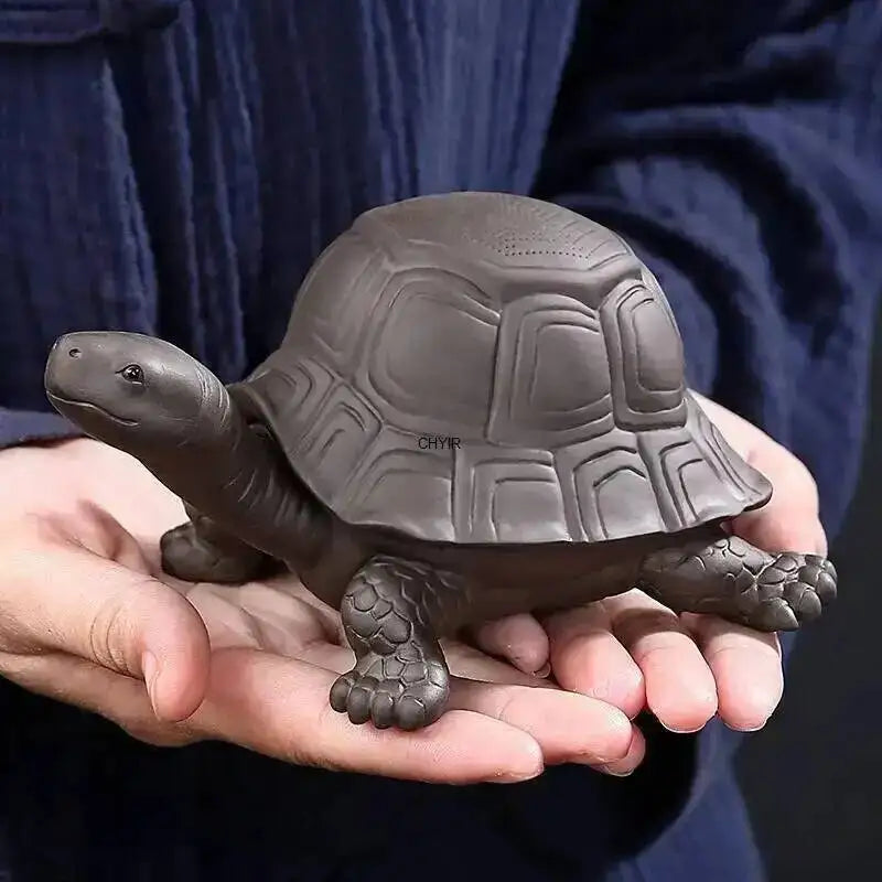Purple Clay Hat Tea Strainer Tea Leakage Filter Tea Filter Cute Longevity Turtle Tea Pet Ornament Ceramic Tea Set Quake