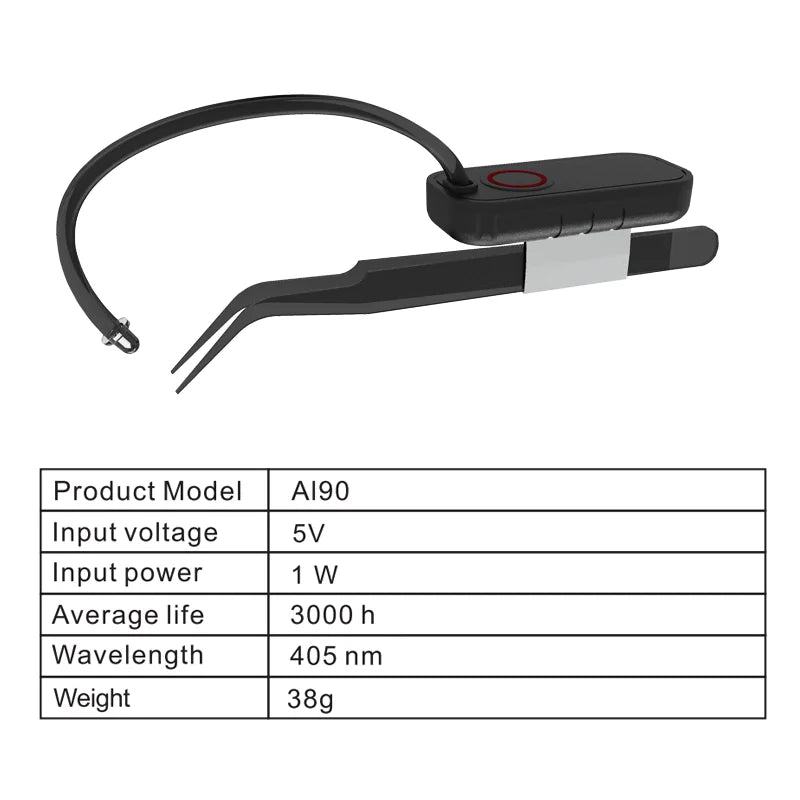 Mini Handheld Rechargeable UV Eyelash Extension grafting Lamp, Fast Curing for Glue, Wireless Tweezer Light Quake