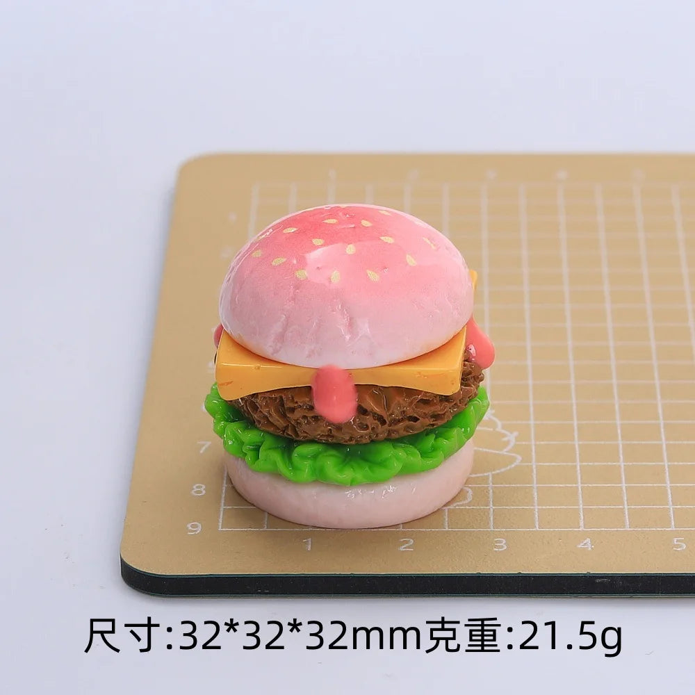 5Pcs Color Hamburger Flatback Resin Cabochon Scrapbooking for Hair Bows Center DIY Jewelry Phone Decoraiton Making Accessories Quake light pink