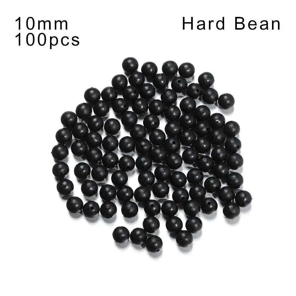 High Quality Plastic Stoppers Night Black Fishing Floats Beads Round Soft and hard bean Quake Hard Bean-10mm