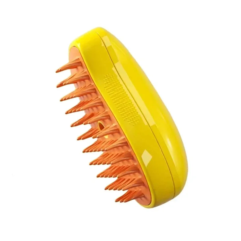 Pet Grooming Brush Electric Spray Water Spray Kitten Pet Comb Soft Silicone Depilation Cats Bath Hair Brush Grooming Supplies Quake Yellow