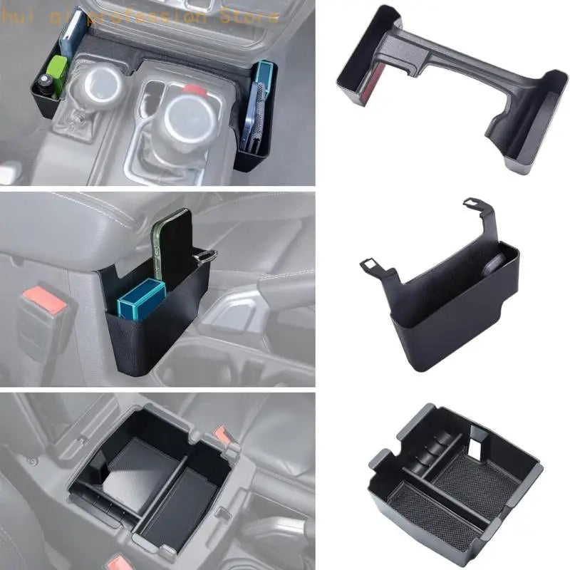 Interior Side Tray Set for 2018-2023 Automatic Models, 3 Piece Console Storage Box with ABS Build, Adhesive Backed H8WE Quake