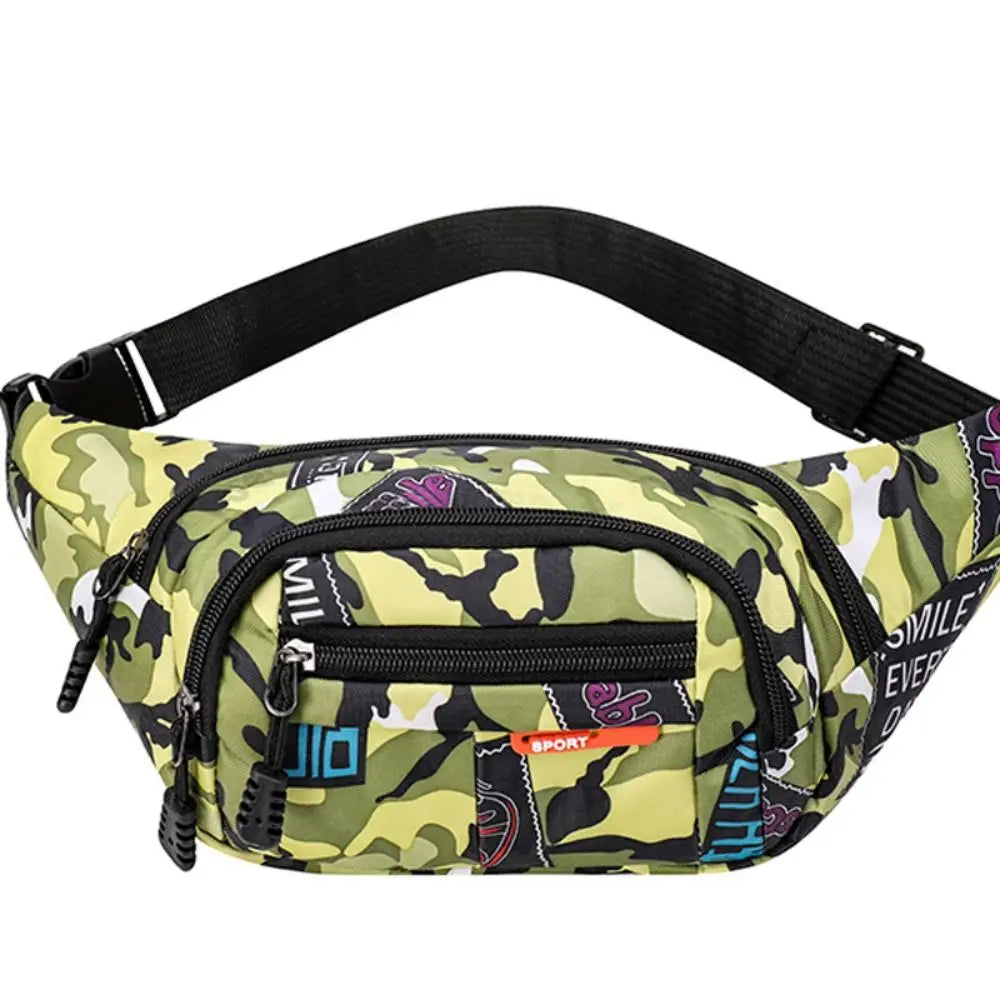 Women Men Breast Package Waterproof Outdoor Sports Bag Canvas Pouch Waist Bag Fanny Pouch Crossbody Male Banana Bag Quake yellow