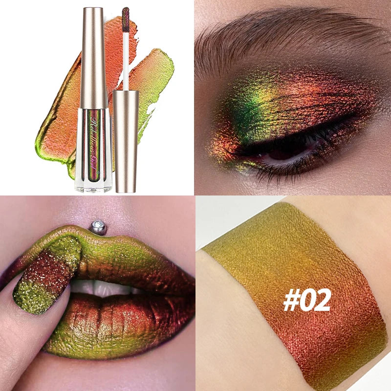 Chameleon EyeshadowsDiamond Glitter Liquid Eyeshadow StickHighly Pigmented Metallic Shimmering Long Lasting Shine All Makeup Quake 02