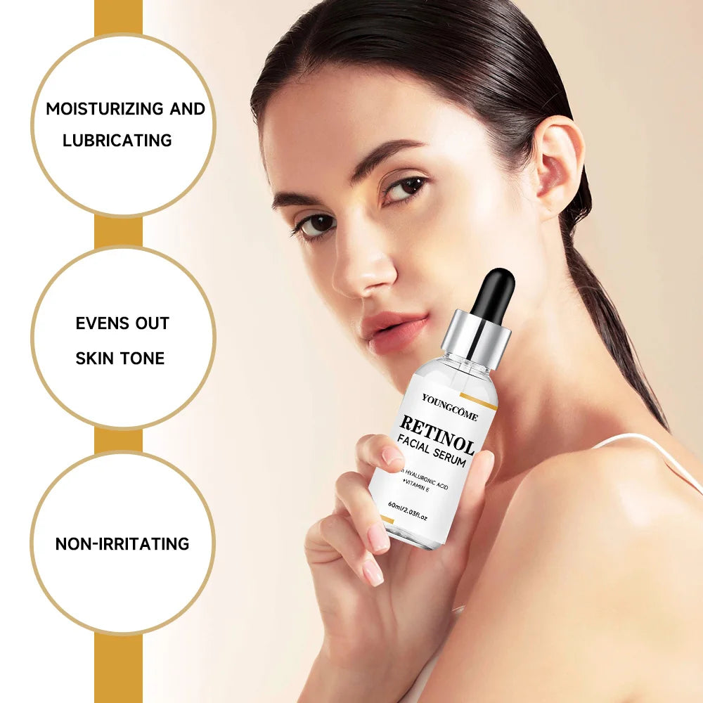 YOUNGCOME RETINOL FACIAL SERUM Vitamin CHyaluronic Acid Retinol Serum for Face Firms Tightens Serum Brightening Hydrating Face Quake