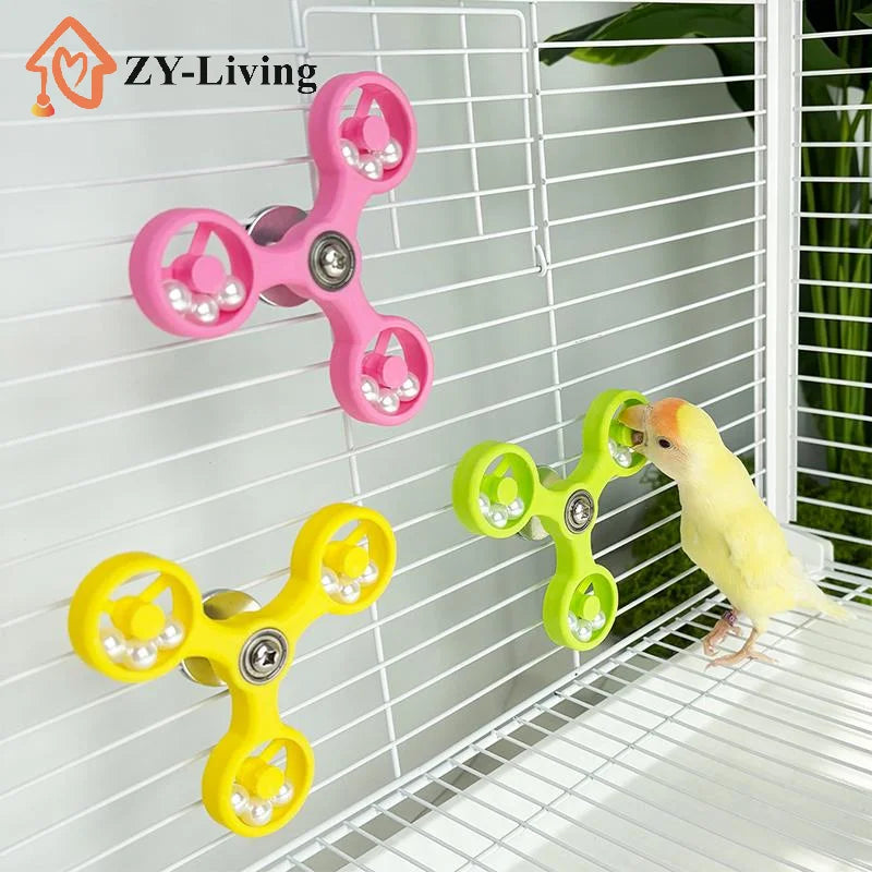 1Pcs Cockatiel Conure Parakeets Interactive Bird Toys Rotating Spinner Wheel Parrot Toy DIY Accessories For Bird Cage Quake