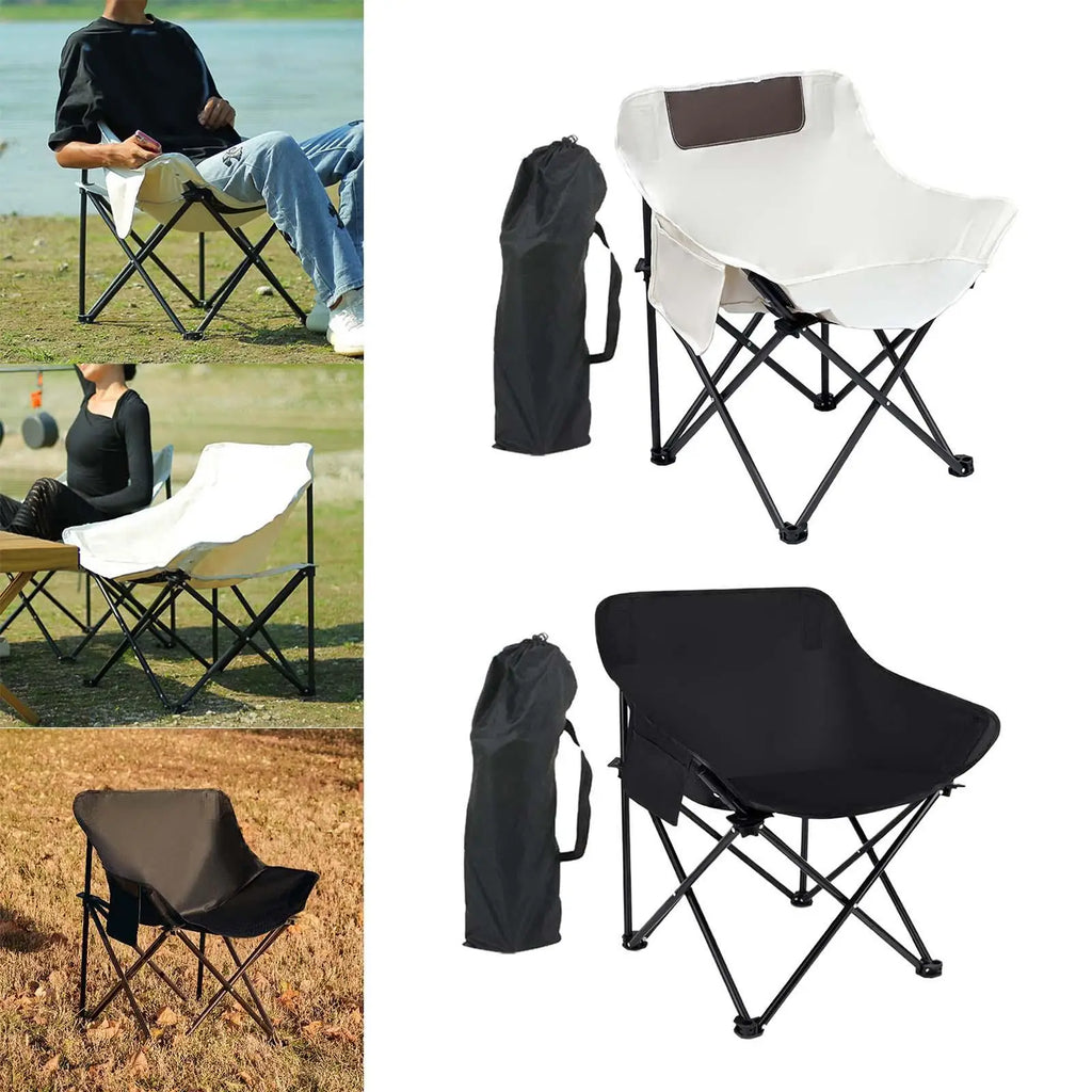 Camping Folding Chair Oxford Cloth Metal Tube with Side Pocket Portable Foldable Chair for Park BBQ Outdoor Backpacking Yard Quake