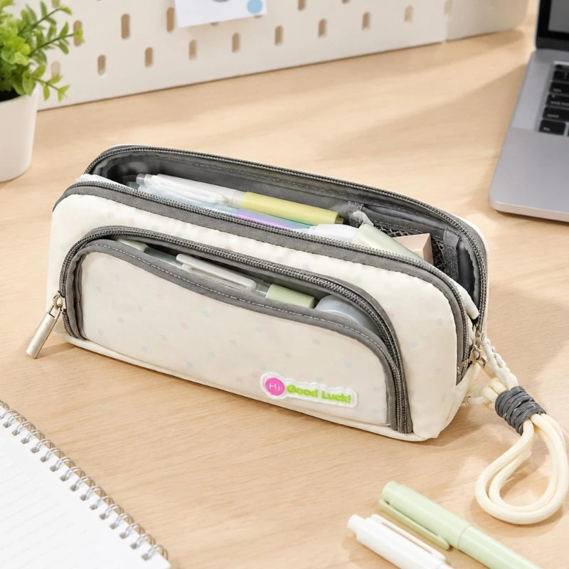 Large Capacity Pencil Case with Divided Storage Compartment for Pencils, Erasers, Drawing Tools, and Writing Supplies K1KF Quake